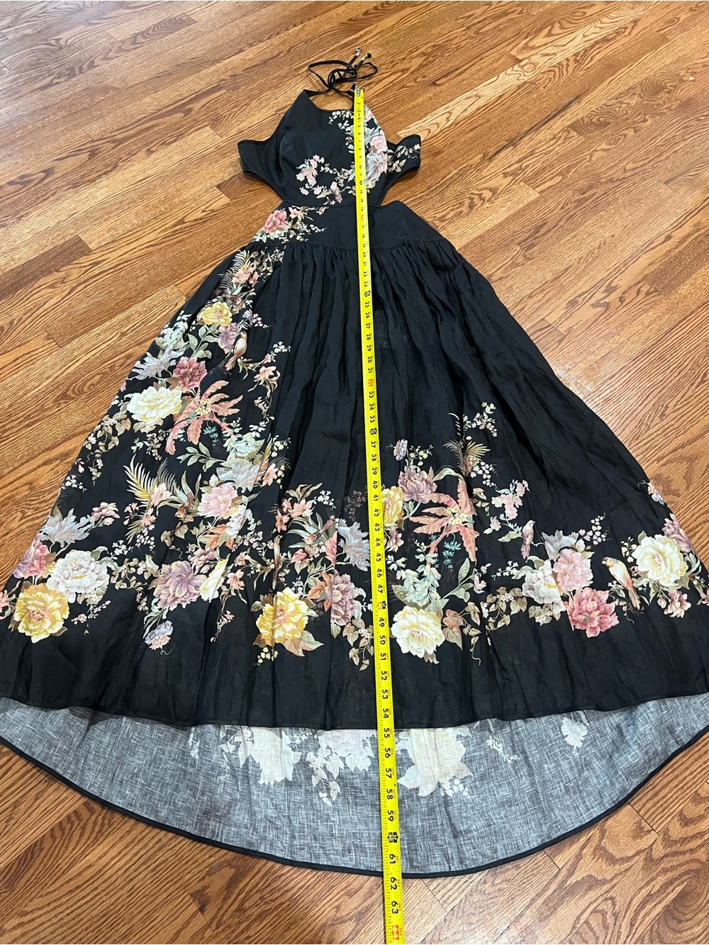 $895 Zimmermann Tallow Halter Midi Dress in Black Multi Floral - Size 3 (US 10) - Picture 7 of 15